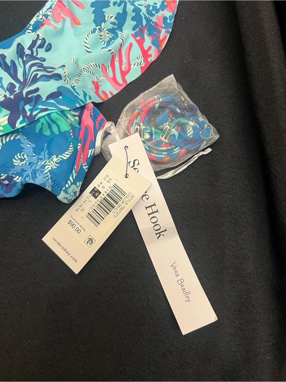 Vera Bradley NWT Women’s Blue Aqua Coral-Print Ruffle Bikini Top 8 10